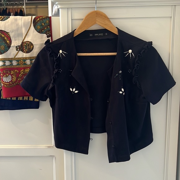 Zara Navy Blue Women's Sweater Crop Cardigan - Picture 11 of 11